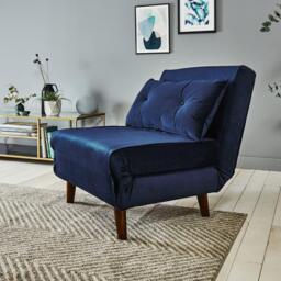 Una Single Sofa Bed - Blue Velvet - thumbnail 3