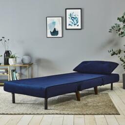 Una Single Sofa Bed - Blue Velvet - thumbnail 2