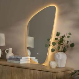 Alder 86x52cm Glass LED Pebble Mirror - Frameless - thumbnail 1