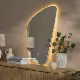 Alder 86x52cm Glass LED Pebble Mirror - Frameless