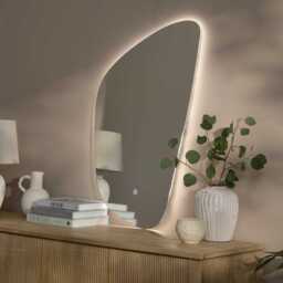 Alder 86x52cm Glass LED Pebble Mirror - Frameless - thumbnail 3