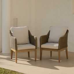 Harlyn Garden Dining Armchair Cushion Covers - Oatmeal - thumbnail 1
