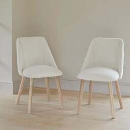 Carter Whitewash Rectangular Dining Table with 6 Freya Boucle Dining Chairs with Whitewash Legs - thumbnail 4