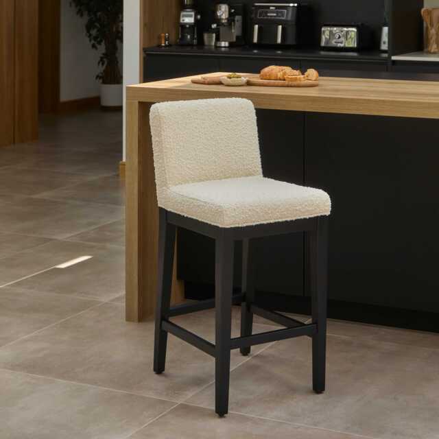 Nolan Boucle Bar Stool - Black Oak Legs - image 1