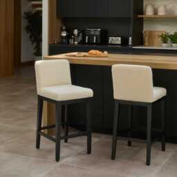Nolan Boucle Bar Stool - Black Oak Legs - thumbnail 3