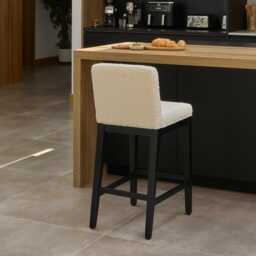 Nolan Boucle Bar Stool - Black Oak Legs - thumbnail 4