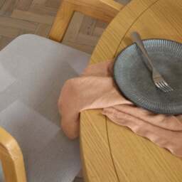 Charlotte Pale Oak Round Dining Table Set - 4 Seater - Ella Pale Oak Carver Chair - Fawn Linen - thumbnail 6