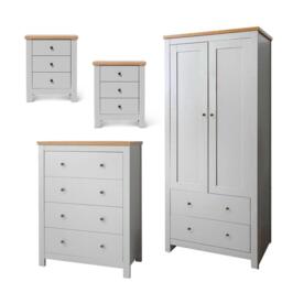Bampton 4 Piece Bedroom Set - Chest of 4 Drawers - Stone Grey - thumbnail 1