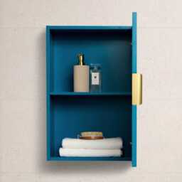 Nami Wall Cabinet with Mirror - Teal Blue - thumbnail 2