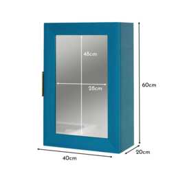 Nami Wall Cabinet with Mirror - Teal Blue - thumbnail 4