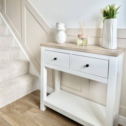 Bampton Alabaster White 2 Drawer Console Table