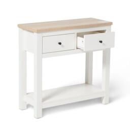 Bampton Alabaster White 2 Drawer Console Table - thumbnail 6