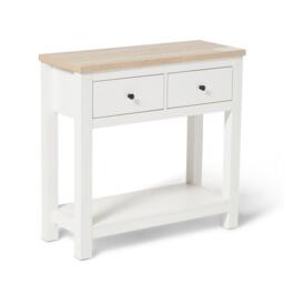 Bampton Alabaster White 2 Drawer Console Table - thumbnail 2