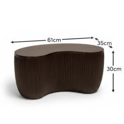 Sohan 61cm Kidney Concrete Coffee Table - Set of 2 - Lava Black - thumbnail 6