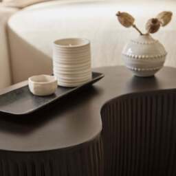 Sohan 61cm Kidney Concrete Coffee Table - Set of 2 - Lava Black - thumbnail 3