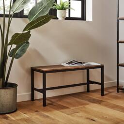 Sheffield Rich Oak Dining Table Set - 4 Seater - 2 Sheffield Benches - Matte Black Legs - thumbnail 6