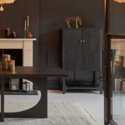 Jade Jet Black Rectangular Acacia Dining Table Set - 4 Seater - Nadine Marl Taupe Dining Chairs with Black Legs - thumbnail 5