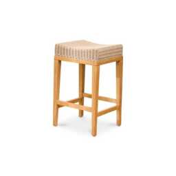 Reid Linen Grey Backless Bar Stools - Set of 2 - Whitewash Mindi Wood Legs - thumbnail 6