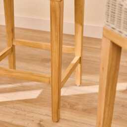 Reid Linen Grey Backless Bar Stools - Set of 2 - Whitewash Mindi Wood Legs - thumbnail 2