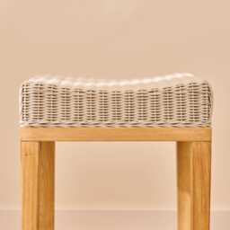 Reid Linen Grey Backless Bar Stools - Set of 2 - Whitewash Mindi Wood Legs - thumbnail 3