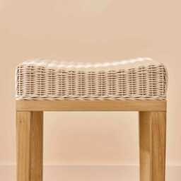 Reid Linen Grey Backless Bar Stools - Set of 2 - Whitewash Mindi Wood Legs - thumbnail 3