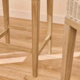 Reid Linen Grey Backless Bar Stools - Set of 2 - Whitewash Mindi Wood Legs - thumbnail 2