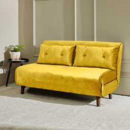 Una 2 Seater Double Sofa Bed - Yellow Velvet
