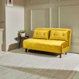 Una 2 Seater Double Sofa Bed - Yellow Velvet - thumbnail 4