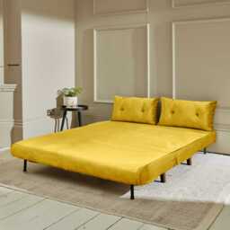 Una 2 Seater Double Sofa Bed - Yellow Velvet - thumbnail 2