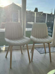 Bella Cloud Grey Dining Chairs -  Set of 2 - Whitewash Oak Legs - thumbnail 4