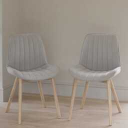 Bella Cloud Grey Dining Chairs -  Set of 2 - Whitewash Oak Legs - thumbnail 1
