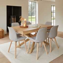 Bella Cloud Grey Dining Chairs -  Set of 2 - Whitewash Oak Legs - thumbnail 2
