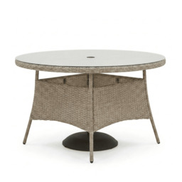Kemble 6 Seater Round Rattan Garden Dining Table - Light Grey with Clear Glass Top - thumbnail 2
