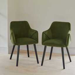 Jade Mango Wood Rectangular Dining Table Set - 6 Seater - Freya Fern Green Armchairs with Black Legs - thumbnail 2