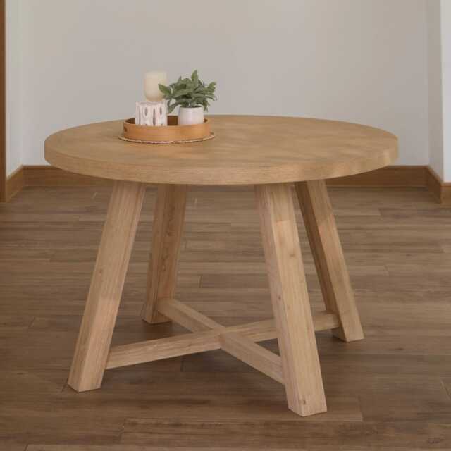 Charlotte Whitewash Round Dining Table - image 1