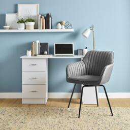 Darcy Office Swivel Chair - Grey with Black Legs - thumbnail 5