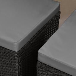Cube 8 Seater Rattan Outdoor Dining Set with Cream LED Premium Parasol  - Black Weave Polywood Top - thumbnail 4