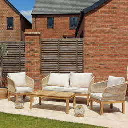 Eaden Rope Garden Conversation Set with Grey LED Premium Cantilever Parasol - Natural - thumbnail 5