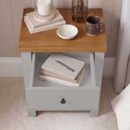 Bampton 3 Drawer Bedside Table - Stone Grey - thumbnail 5