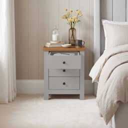 Bampton 3 Drawer Bedside Table - Stone Grey - thumbnail 3