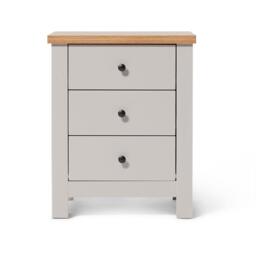 Bampton 3 Drawer Bedside Table - Stone Grey - thumbnail 6