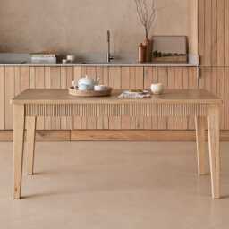 Raleigh Whitewash Oak Rectangular Dining Table Set - 6 Seater - Freya Sand Dining Chairs - Whitewash Oak Legs - thumbnail 3
