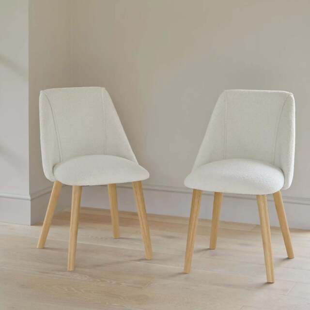 Freya Light Beige Dining Chairs - Set of 2 - Pale Oak Legs - image 1