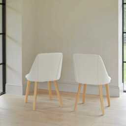 Freya Light Beige Dining Chairs - Set of 2 - Pale Oak Legs - thumbnail 2