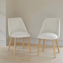 Freya Light Beige Dining Chairs - Set of 2 - Pale Oak Legs - thumbnail 1