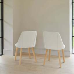 Freya Light Beige Dining Chairs - Set of 2 - Pale Oak Legs - thumbnail 2