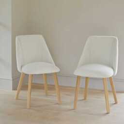 Freya Light Beige Dining Chairs - Set of 2 - Pale Oak Legs - thumbnail 1