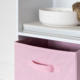 Cara 6 Cube Bookcase Ladder Storage Unit - Chalk White with Pink Boxes - thumbnail 4