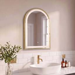 Ingham 65x45cm LED Arch Bathroom Mirror - Gold