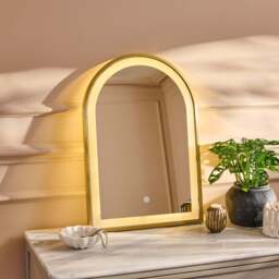 Ingham 65x45cm LED Arch Bathroom Mirror - Gold